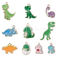 10Pcs 10 Styles Alloy Enamel Pendants, Dinosaur, Mixed Color, 16~29x11.5~24.5x1~2.5mm, Hole: 1.4~2mm, 1pc/style(ENAM-YW0003-25)