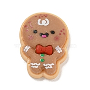 Christmas Opaque Resin Decoden Cabochons, Gingerbread Man, 25x18x5.5mm(RESI-U006-01A)
