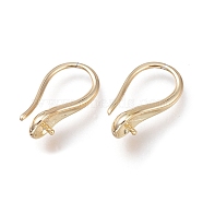 Brass Earring Hooks, Long-Lasting Plated, Ear Wire, for Half Drilled Beads, Light Gold, 14.7mm, 21 Gauge, Pin: 0.7mm(KK-H102-09LG)