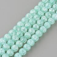 Synthetic Crackle Quartz Beads Strands, Round, Dyed, Pale Turquoise, 8mm, Hole: 1mm, about 50pcs/strand, 15.7 inch(GLAA-S134-8mm-11)