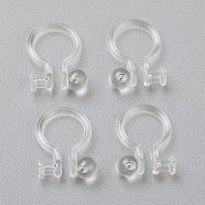 Plastic Clip-on Earring Findings, for Non-pierced Ears, Clear, 11x8.5x1.2mm, Hole: 0.8mm(X-KY-P001-10A)