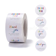 Flat Round Paper Thank You Stickers, Word Thank you for supporting my small business, Self-Adhesive Paper Gift Tag Labels Youstickers, White, 7.3x4.15cm, 500pcs/roll(DIY-C042-03)