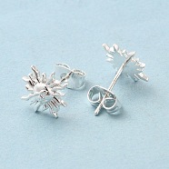 Brass Stud Earrings for Women, Sun Ear Studs, Platinum, 12x12x3mm, Pin: 1mm(KK-M239-01P)