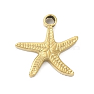 304 Stainless Steel Charms, Starfish Charm, Golden, 15x14.5x2mm, Hole: 1.8mm(STAS-U023-19G)