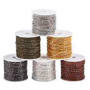 6Colors Iron Cable Chains, Unwelded, with Plastic Spool, Flat Oval, Popular for Jewelry Making, Important Decoration, Mixed Color, 10m/color(CH-AR0001-01)