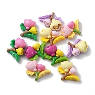 Opaque Resin Decoden Cabochons, Flower, Mixed Color, 21.5x25x6.5mm(X-CRES-P030-C)