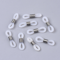 Eyeglass Holders, Glasses Rubber Loop Ends, with 304 Stainless Steel Findings, Platinum, 20x5mm(X-FIND-R021-02)