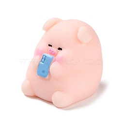 Resin Pig Figurines Ornament, for Home Desktop Decoration, Blue, 26.5x25x25mm(DJEW-Z003-01F)