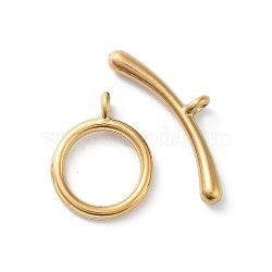 Ion Plating(IP) 304 Stainless Steel Ring Toggle Clasps, Real 18K Gold Plated, 13.5x11x1.5mm, Hole: 1.5mm(STAS-A092-09F-G)