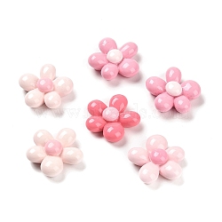 Opaque Resin Cabochons, 5-Petal Flower, Mixed Color, 27.5~28x29~30x10~11mm(RESI-F045-04B)