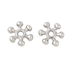 Brass Spacer Beads, Flower, Platinum, 7x6x1.5mm, Hole: 0.8mm(KK-U056-17P-01)