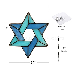 Saint Patrick's Day Theme Acrylic Window Hanging Pendant Decoration, Wall Decoration, Star of David, 175x170mm(PW-WG17282-03)