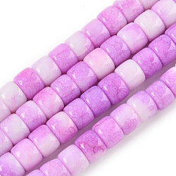 Dyed Glass Beads Strands, Imitation Jade Beads, Column, Medium Orchid, 10x7.5mm, Hole: 1.6mm, about 50pcs/strand, 14.57''(37cm)(GLAA-H037-01C)