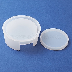 DIY Silicone Molds, Resin Casting Molds, Storage Box & Lid Molds, Flat Round, White, 87~112x10~42mm, Inner Diameter: 88mm(SIMO-FS0001-01)