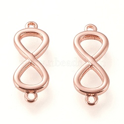 Brass Links Connectors, Long-Lasting Plated, Infinity, Real Rose Gold Plated, 16.5x6.5x1.5mm, Hole: 1mm(KK-L006-004RG)