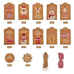 Christmas Theme Kraft Paper Cards, Display Cards with Rope, Rectangle, Peru, 8.2x5x0.02cm(DIY-SZC0003-01)