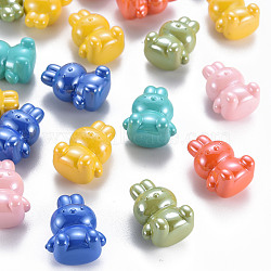 Pearlized Opaque Acrylic Beads, Half Drilled, Rabbit, Mixed Color, 23x18.5x13mm, Hole: 3.5mm(MACR-S373-41I)