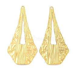 Ion Plating(IP) 304 Stainless Steel Big Pendants, Irregular Teardrop Charm, Textured, Real 18K Gold Plated, 55x25.5x2mm, Hole: 2mm(STAS-P365-25G)