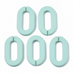 Opaque Spray Painted Acrylic Linking Rings, Quick Link Connectors, for Cable Chains Making, Unwelded, Oval, Turquoise, 36x21x4mm, Inner Diameter: 24x8mm(OACR-N009-002A-A04)