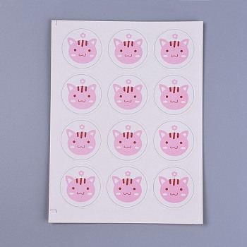 DIY Sealing Stickers, Label Paster Picture Stickers, Cat Shape, Pink, 16.15x12.2cm