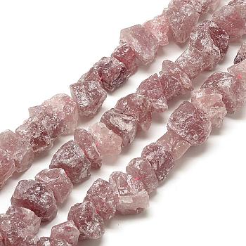 Natural Strawberry Quartz Beads Strands, Nuggets, 7~15x9.5~13x9.5~13mm, Hole: 1mm, about 43~45pcs/strand, 15.7 inch