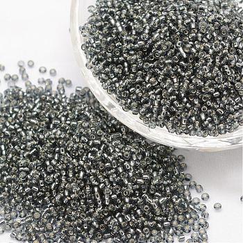 8/0 Transparent Glass Round Seed Beads, Grade A, Silver Lined, Gray, 2.8~3.2mm, Hole: 1.0mm, about 15000pcs/pound