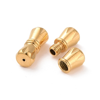 304 Stainless Steel Screw Clasps, Column, Golden, 11.5x5mm, Hole: 0.7~1mm
