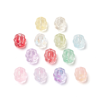 Spray Painted Transparent Glass Beads, Twist Oval, Mixed Color, 12x10x6.5mm, Hole: 1mm