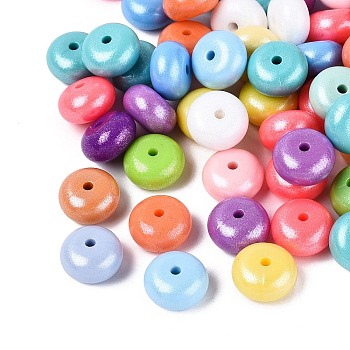 Pearlized Silicone Beads, Rondelle, with Glitter Powder, Mixed Color, 13.5x7.5mm, Hole: 2.5mm