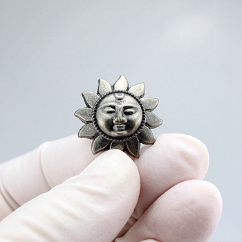 Sun Shape Aolly Coin Screw Rivets, with Iron Screw, for Purse Suitcase Leathercraft Decoration, Antique Silver, 20mm