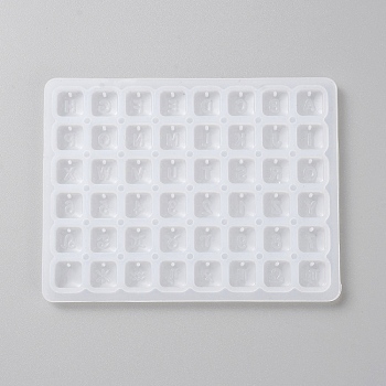 DIY Letter A~Z Pendant Silicone Molds, Resin Casting Molds, for UV Resin, Epoxy Resin Jewelry Making, Square, 75x97x4mm, Hole: 1mm, Inner Diameter: 9x9x4mm