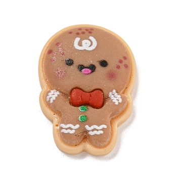 Christmas Opaque Resin Decoden Cabochons, Gingerbread Man, 25x18x5.5mm