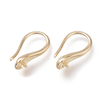 Brass Earring Hooks, Long-Lasting Plated, Ear Wire, for Half Drilled Beads, Light Gold, 14.7mm, 21 Gauge, Pin: 0.7mm