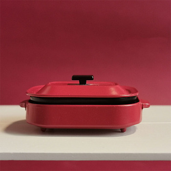 Miniature Alloy Cooking Pan, Multi-Layer Griddle, Dollhouse Accessories, Red, 48~61x3~14mm