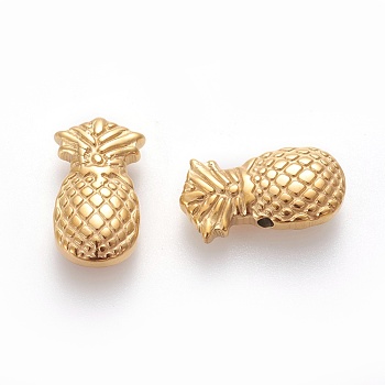 Ion Plating(IP) 304 Stainless Steel Beads, Ananas, Manual Polishing, Golden, 18.5x10x4.5mm, Hole: 1.5mm
