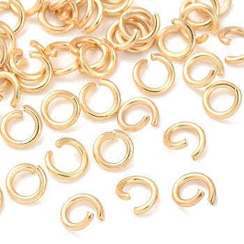 Brass Open Jump Rings, Round, Cadmium Free & Lead Free, Real 24K Gold Plated, 4x0.7mm, Inner Diameter: 2.5mm, 21 Gauge