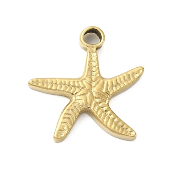 304 Stainless Steel Charms, Starfish Charm, Golden, 15x14.5x2mm, Hole: 1.8mm