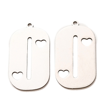 201 Stainless Steel Pendants, Number 0 with Heart Charms, Laser Cut, Cut-Out, Stainless Steel Color, 27x15x1mm, Hole: 1.5mm