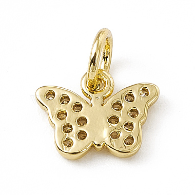 Brass Micro Pave Clear Cubic Zirconia Butterfly Charms(ZIRC-F132-43G)-2