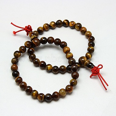 Bouddhiste bijoux de perles de mala bracelets tigre naturel bracelets élastiques des yeux(X-BJEW-M007-6mm-01A)-4