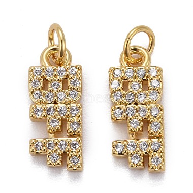 Real 18K Gold Plated Clear Others Brass+Cubic Zirconia Charms