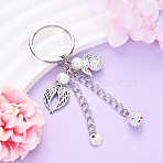 Glass Pearl & Alloy Keychian, with Iron Findings, Angel, White, 100mm(KEYC-YW00155-03)