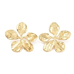 304 Stainless Steel Stud Earrings, Flower, Golden, 40x39.5mm(EJEW-P245-12G)
