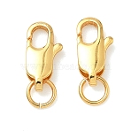 Brass Lobster Claw Clasps, Long-Lasting Plated, Lead Free & Cadmium Free, Rack Plating, with Jump Ring, Oval, Golden, 12x6x3mm(KK-H532-18G)