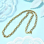 304 Stainless Steel Cross Link Chain Necklaces for Women Men, Golden, 21.65 inch(55cm)(NJEW-JN05433-02)