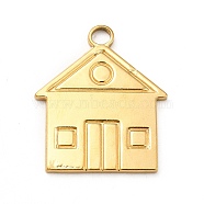 Ion Plating(IP) 201 Stainless Steel Pendants, House Charms, Real 18K Gold Plated, 23x19.5x1.5mm, Hole: 2.5mm(STAS-H172-15G)