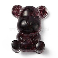 Resin Display Decorations, with Natural Garnet Chips Inside, Bear, 53.5~53.8x41~41.5x17.5~21mm(DJEW-H001-B22)