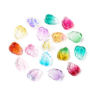 Two-Tone Transparent Glass Charms, Leaf, Mixed Color, 13.5x10.5x3.5mm, Hole: 1.2mm(GLAA-H016-15)