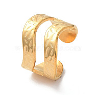 Ion Plating(IP) 304 Stainless Steel Hollow Wave Open Cuff Rings, Golden, Inner Diameter: 19mm(RJEW-D006-08G)