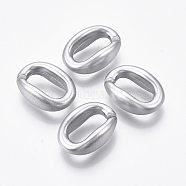 Spray Painted CCB Plastic Linking Rings, Quick Link Connectors, For Jewelry Cable Chains Making, Oval, Silver, 23x16x9mm, Inner Diameter: 7.5x15mm(CCB-R104-13A-03)
